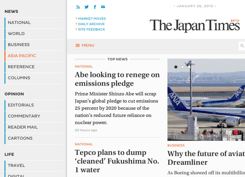 The Japan Times - New Responsive Website Launched - 2013