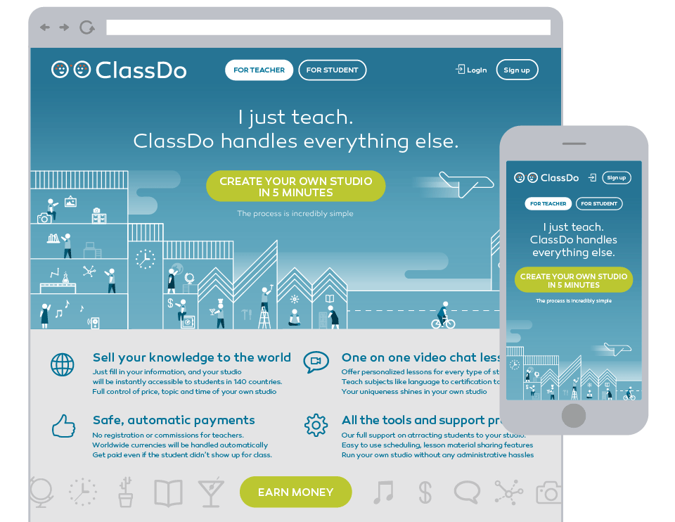 ClassDo - A Knowledge Market and Learning Platform - Teacher Landing Page