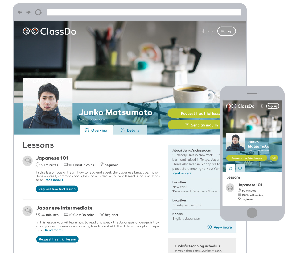 ClassDo - A Knowledge Market and Learning Platform - Public Teacher Profile Page