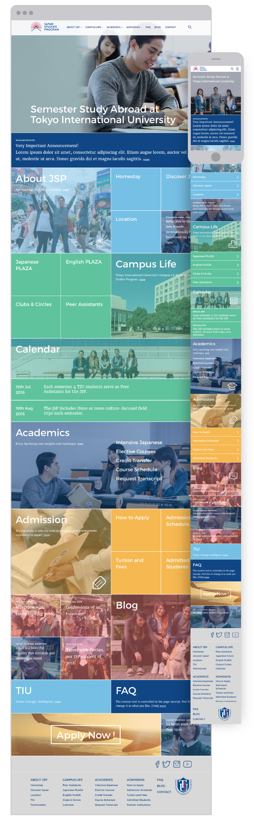 Japan Studies Program for Tokyo International University - Homepage of responsive website - UI UX