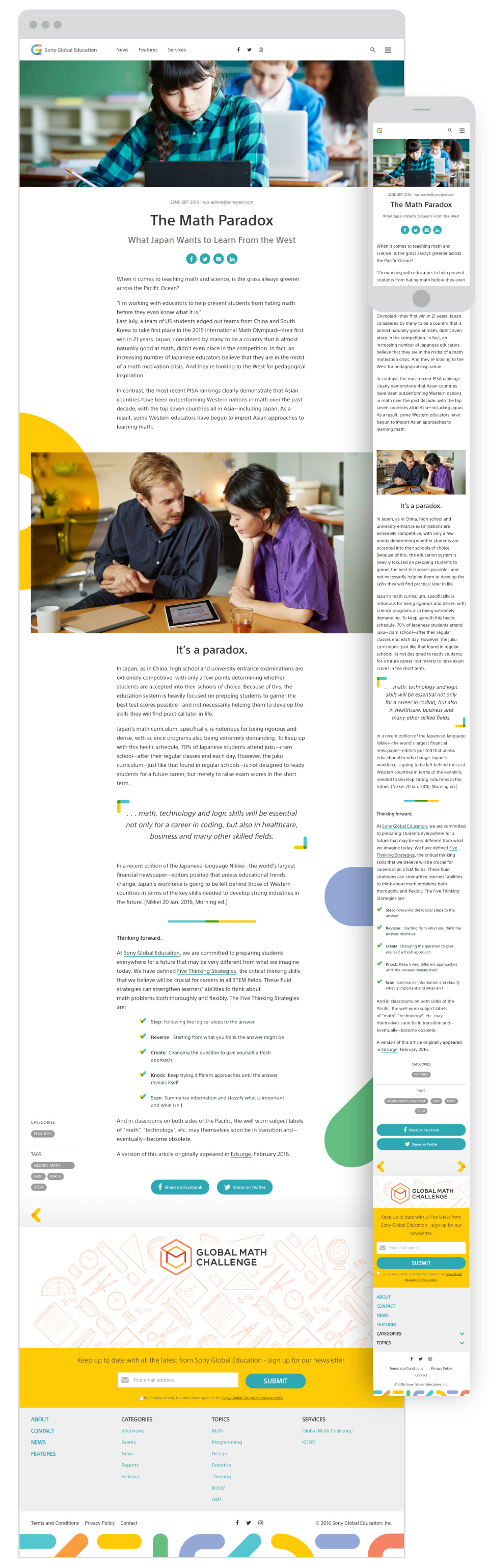 Sony Global Education - Sony Global Education - Article Page