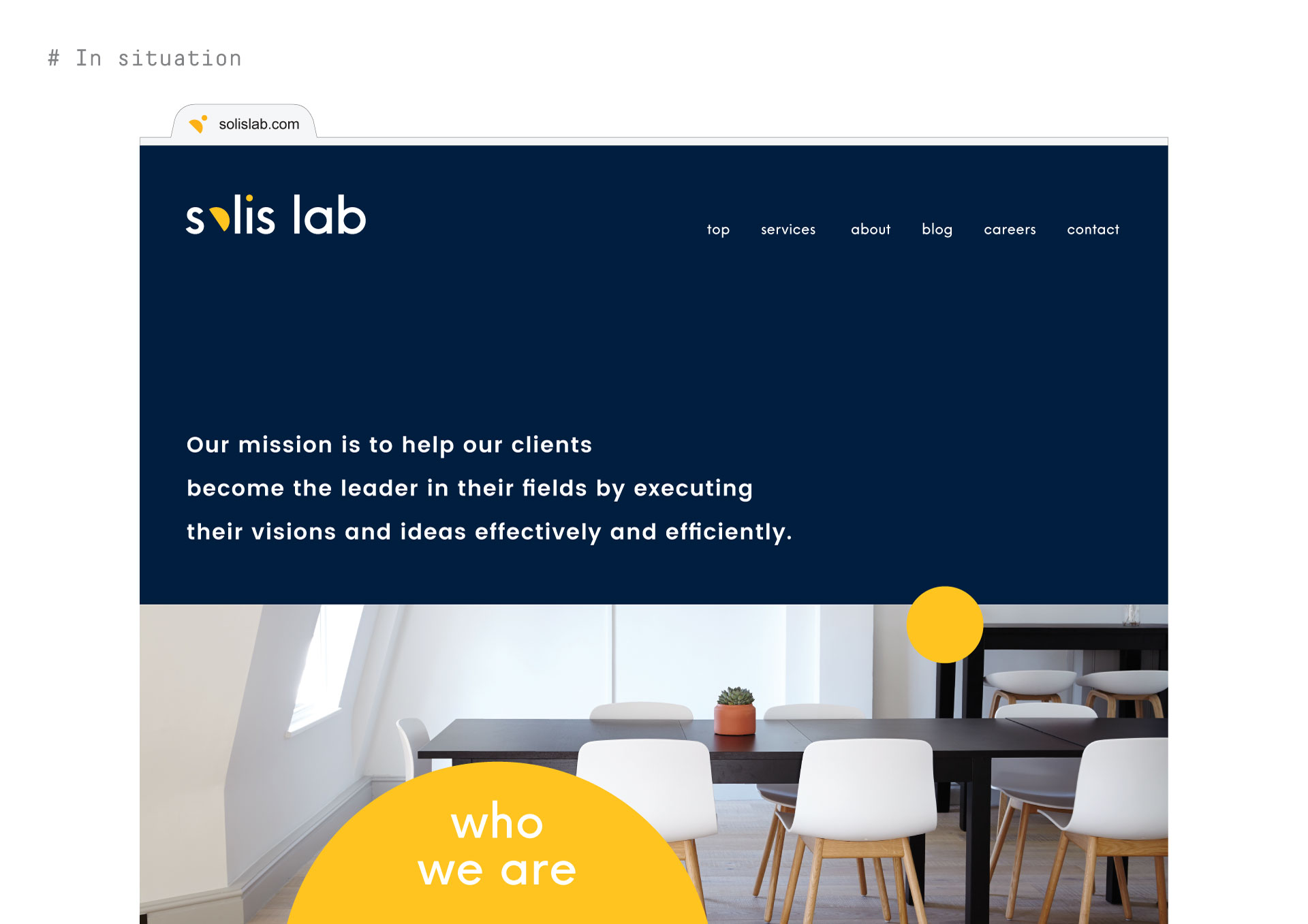 solis lab - branding applied in situation
