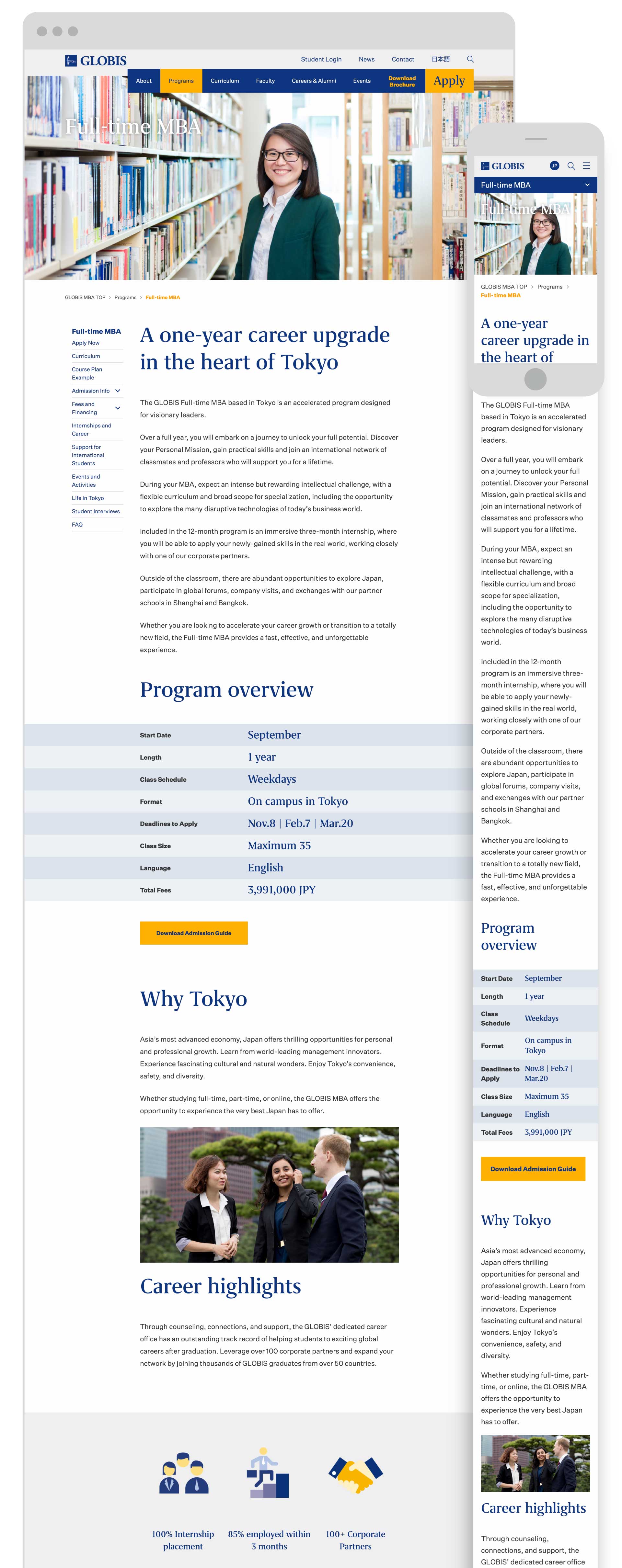 Globis University - Responsive MBA Program Landing Page