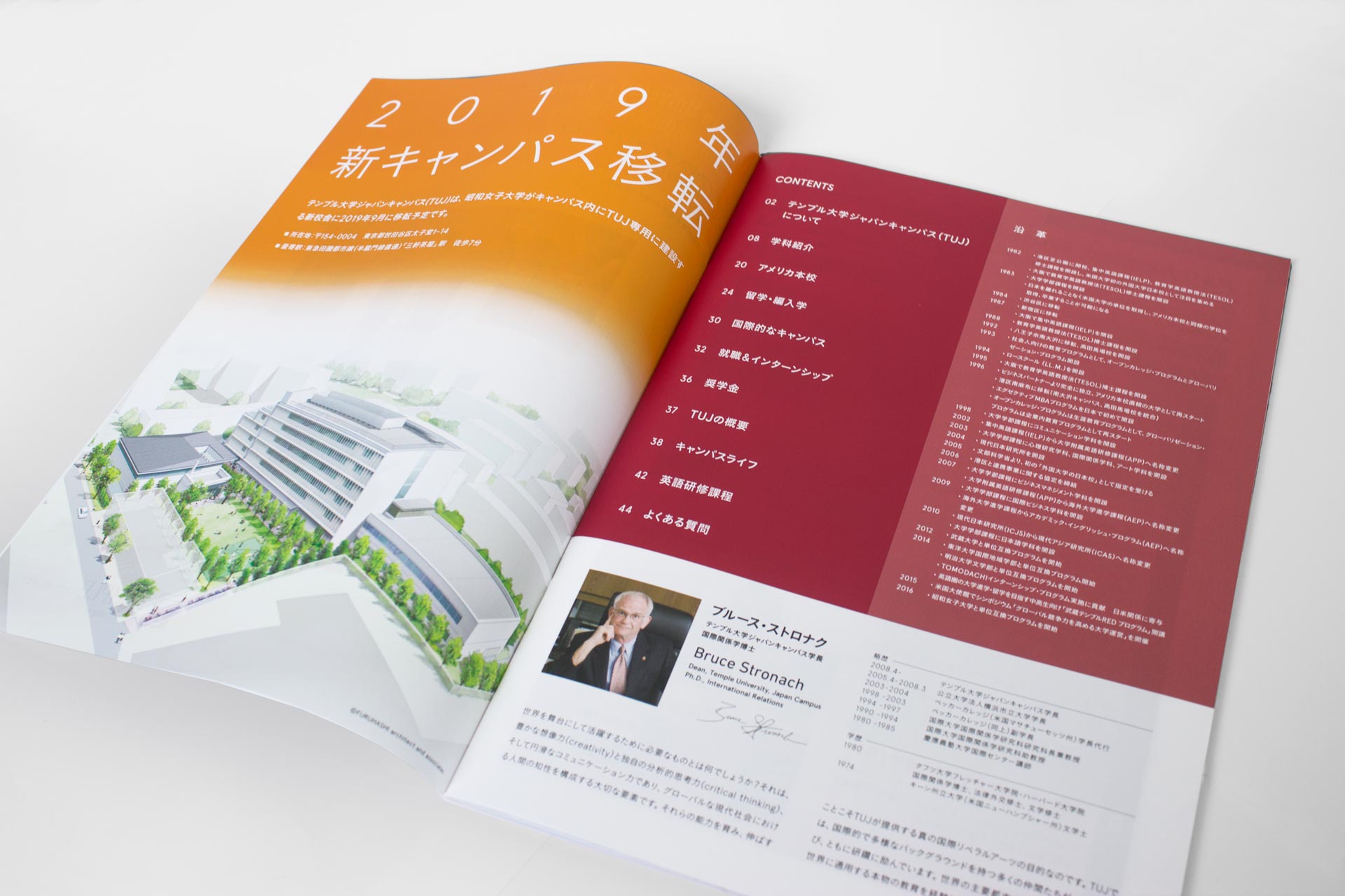 Temple University Japan in Tokyo - English Japanese Undergraduate Brochures - Print Layout Design Illustration
