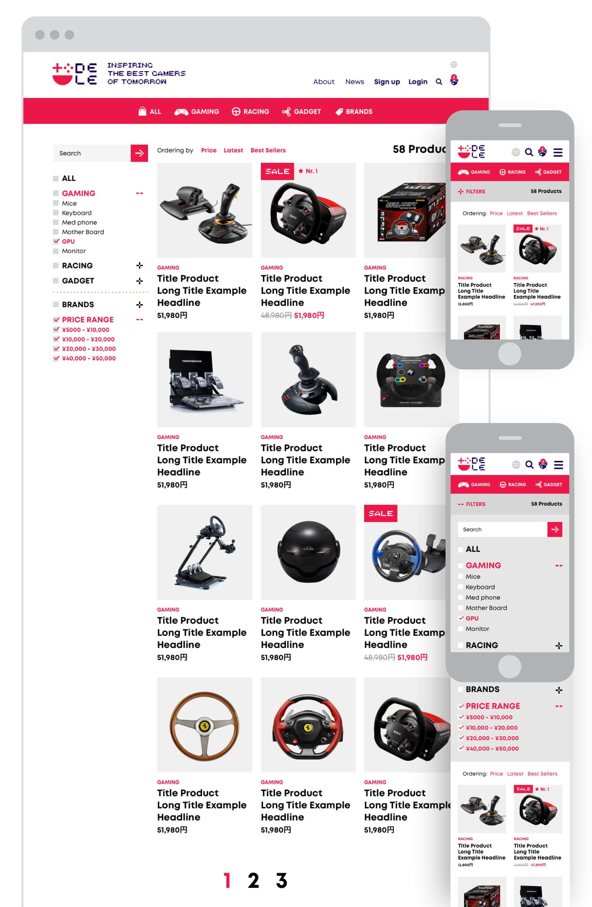 DELE - Gaming Accessory Retailer - Branding, Identity Design, Illustration, UI/UX design and print