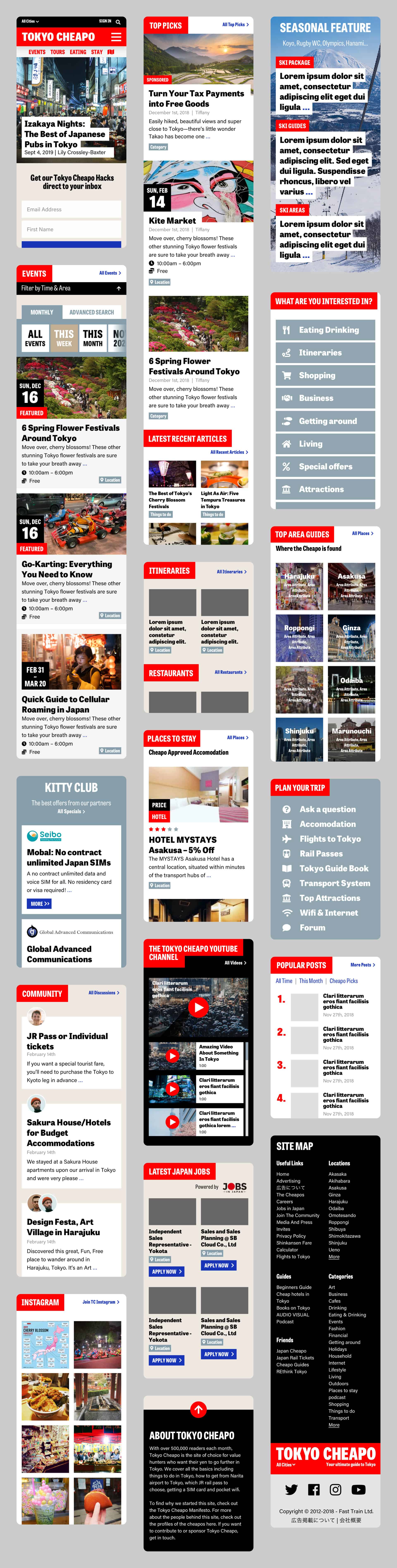 Tokyo Cheapo - Responsive UI & UX web design templates - Homepage - Desktop, Tablet and Mobile
