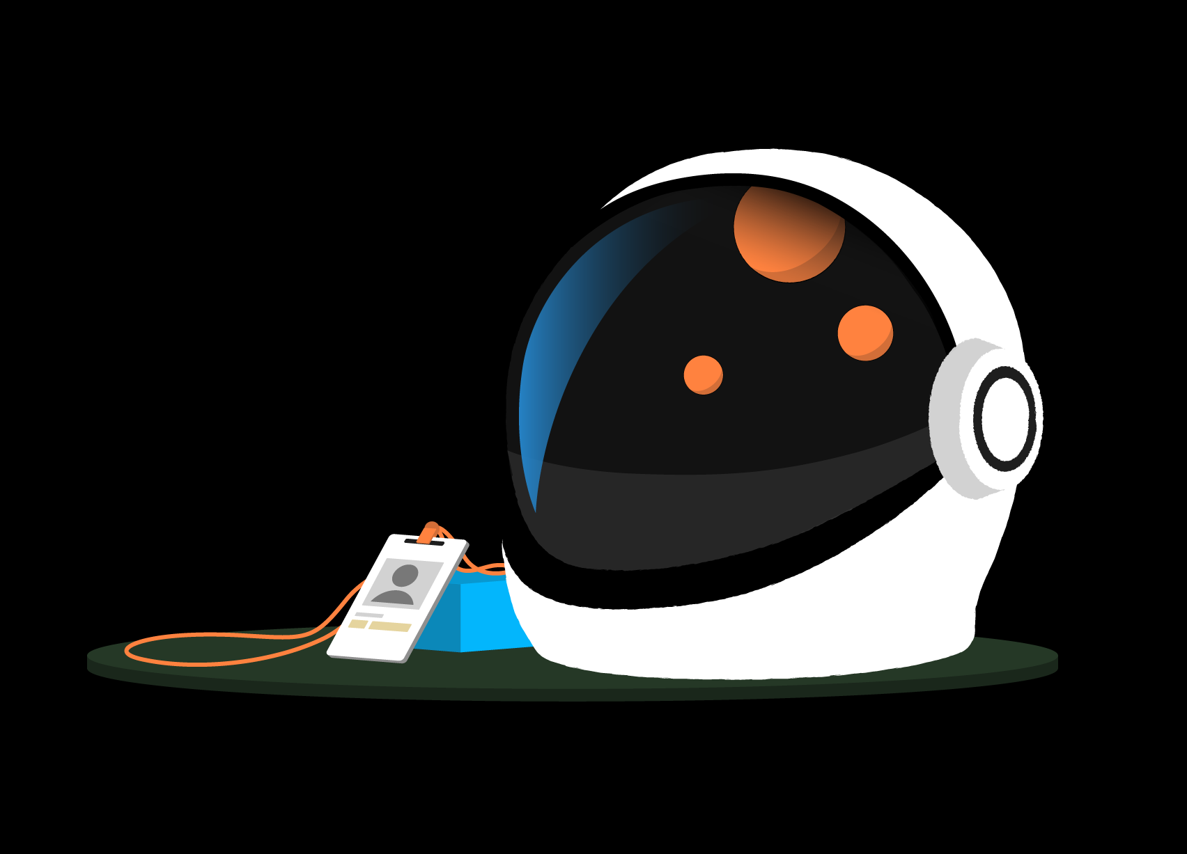 Asial - Custom Illustrations - The careers page welcomes potential hires with a space helmet and a journey through uncharted tech adventures.